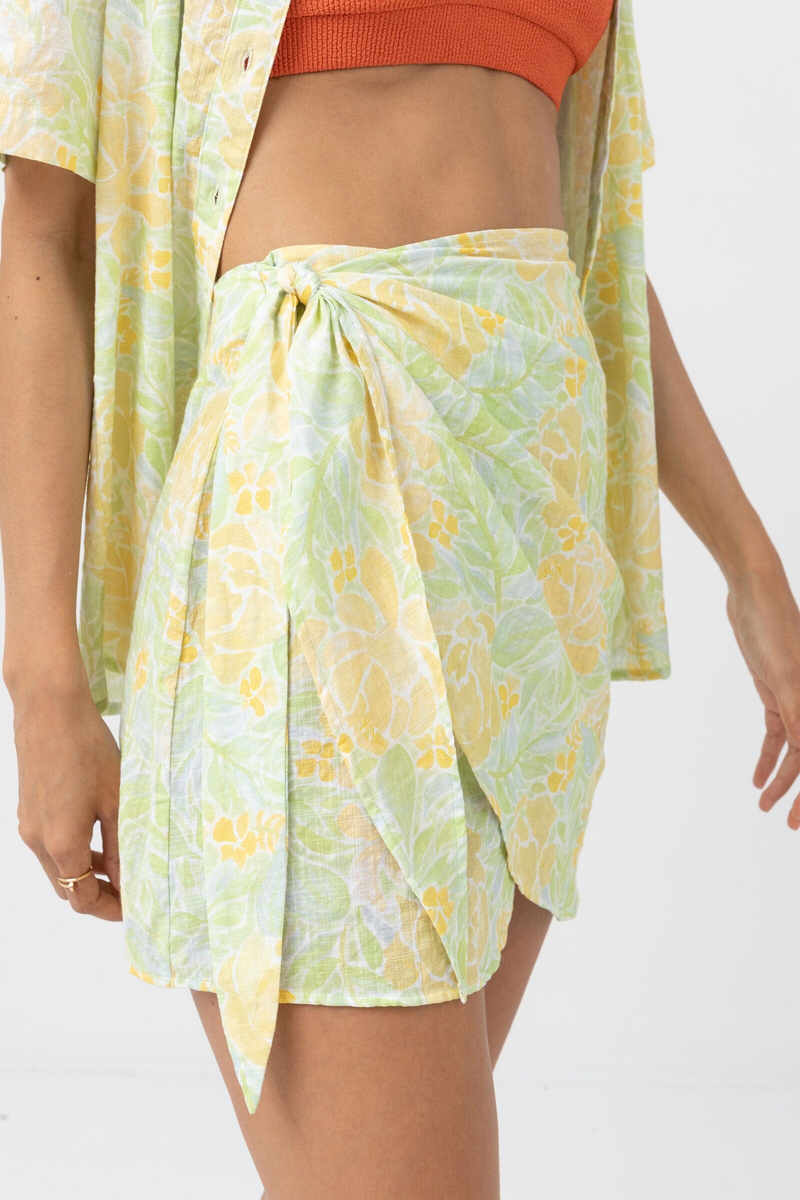 Rhythm Magnolia Floral Tie Mini Skirt - BaseNZ