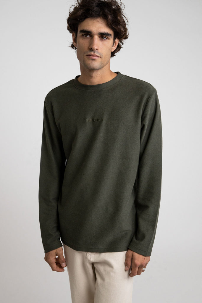 Rhythm Vintage Terry Long Sleeve Tee Olive S 