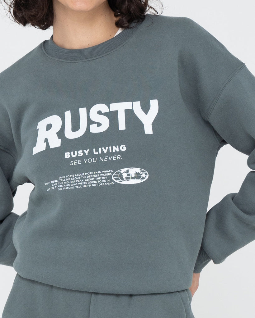 Rusty Busy Living Relaxed Crew Fleece 