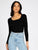 Rusty Charis Low Neckline Long Sleeve Knit Top Black 6 