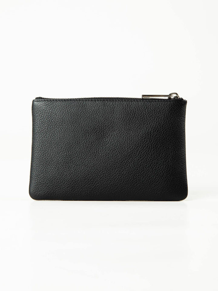 Rusty Grace Leather Pouch features RFID blocking & zip closure. 