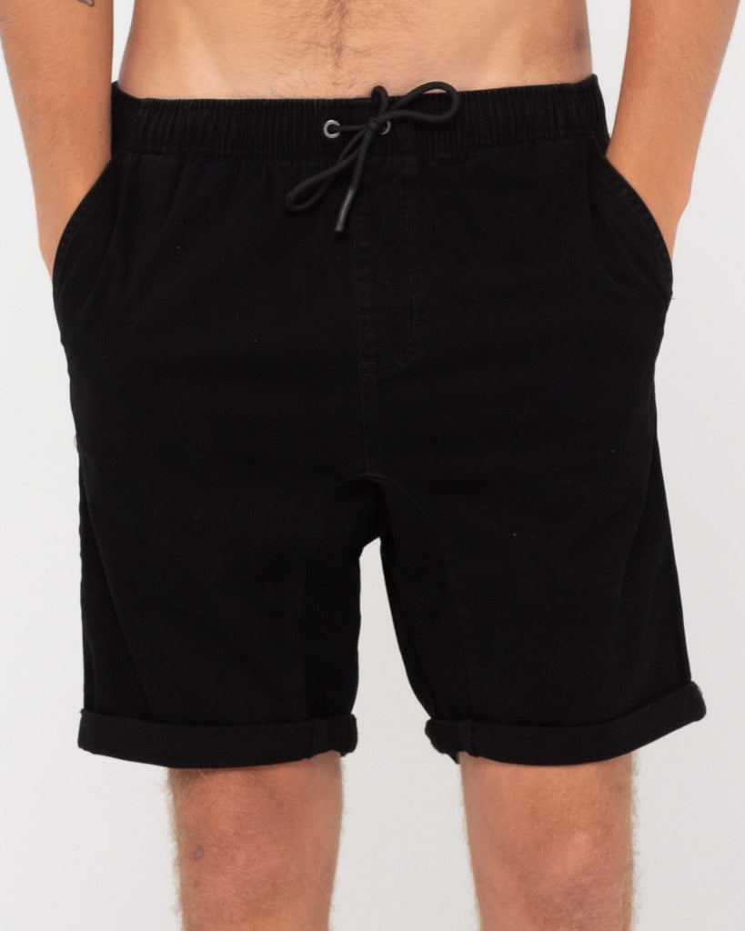 Rusty Hooked On 18" Elastic Shorts Black 30 