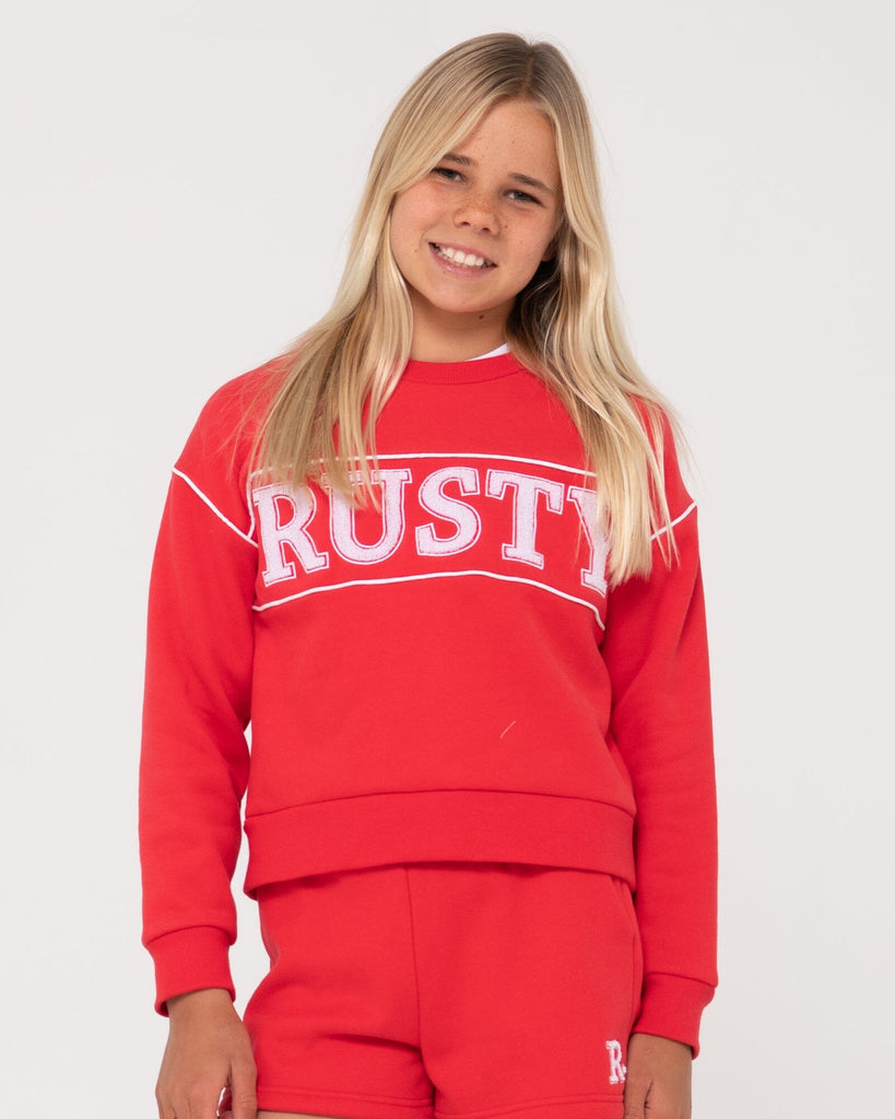 Rusty Line Oversize Youth Fleece Crew 
