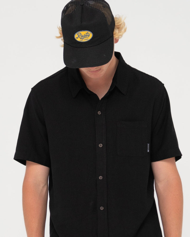 Rusty Overtone Linen Shirt Black S 