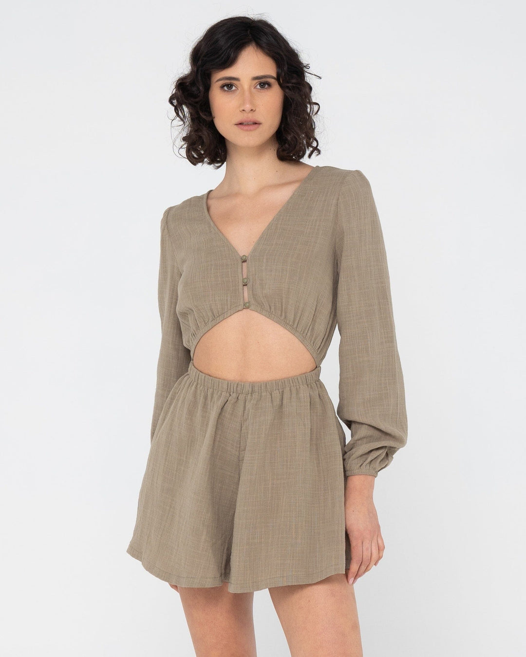 Rusty Somewhere Long Sleeve Playsuit 