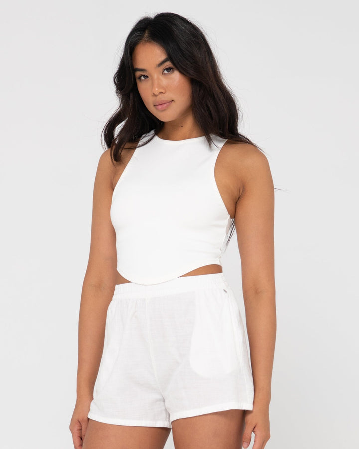 Rusty Vicky Curved Hem Crop Tank 