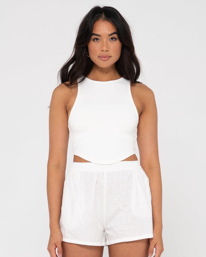 Rusty Vicky Curved Hem Crop Tank 