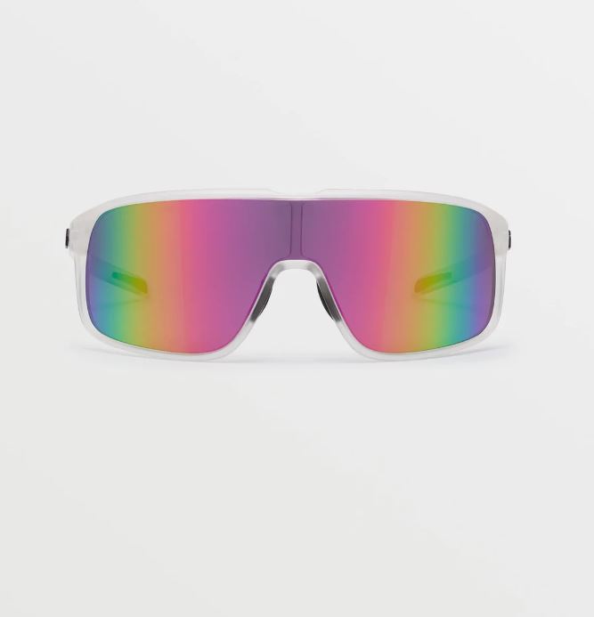 Volcom Macho Sunglasses Matte Trans Clear / Grey Pink Mirror 