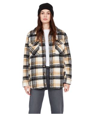Volcom Silent Sherpa Plaid Jacket Hazelnut 12 